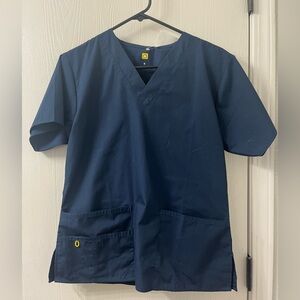 WonderWink origins bravo Navy Blue Scrub Top small NWOT